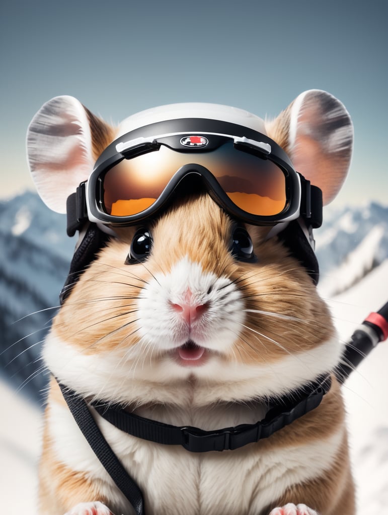 Hamster portrait with ski goggles