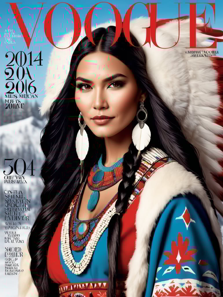 Happy New Year 2024, Native American Santa on the cover of Vogue