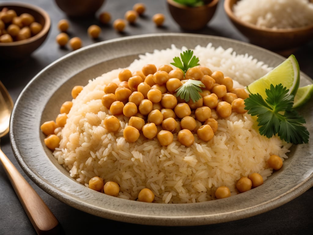 white rice, whith Chickpea