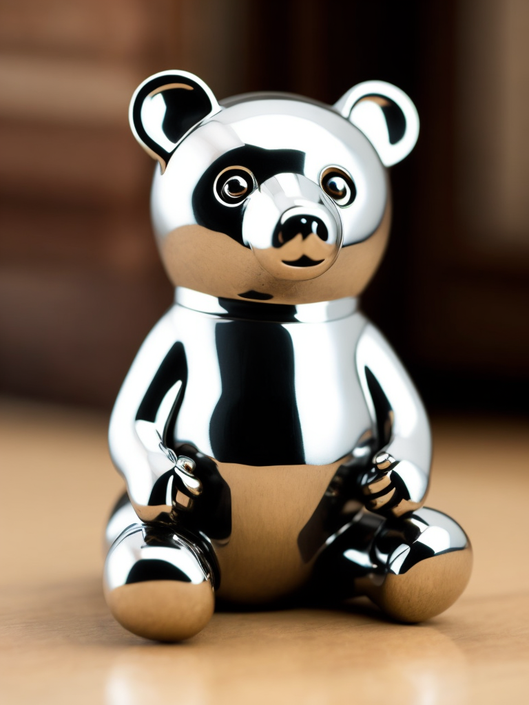 small chrome figure of a bear toy