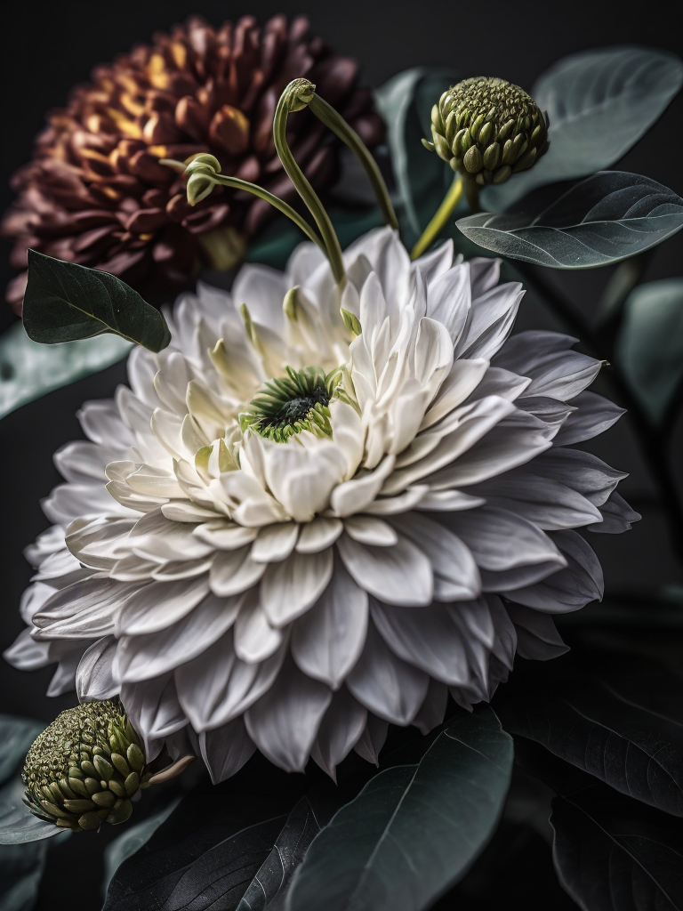 Green Flowers, dark, deep colors, dark, atmosphere, dark green, add sharpness on details, add vibrance 20, add saturation 20