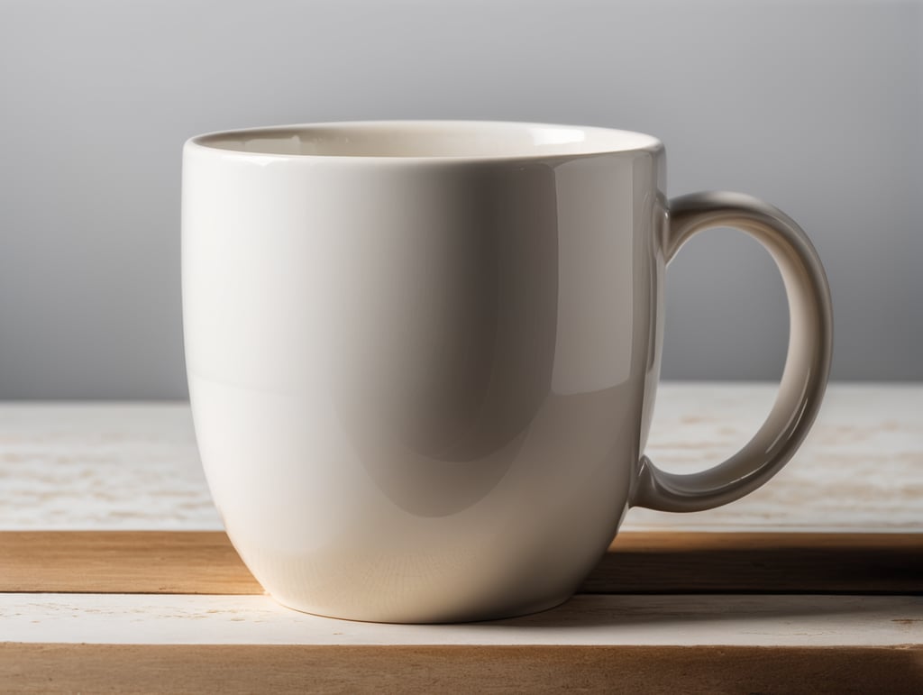 White strait ceramic mug, white background, isolated, mock up, mockup