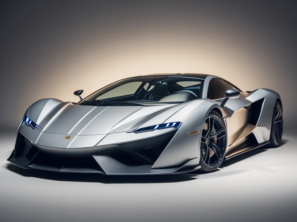 photorealistic electric supercar on a white background