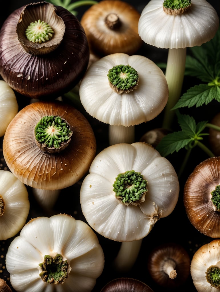 garlic mushroom onion, cannabis, laboratory