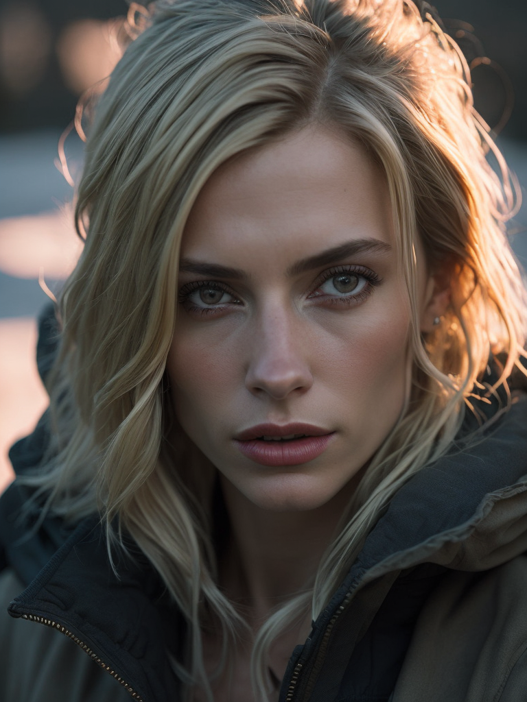 Blonde female in a Canada goose parka