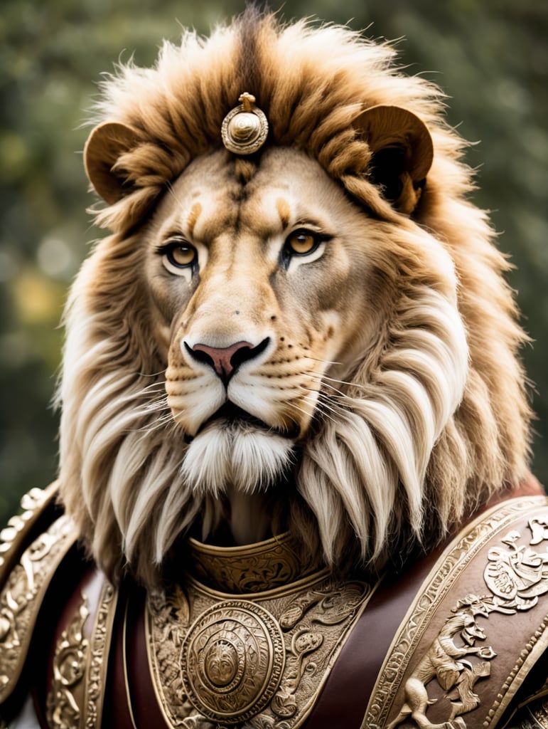 roman costumed lion historical wild animal in costume roman themed wild animal attire roman inspired lion dressed up