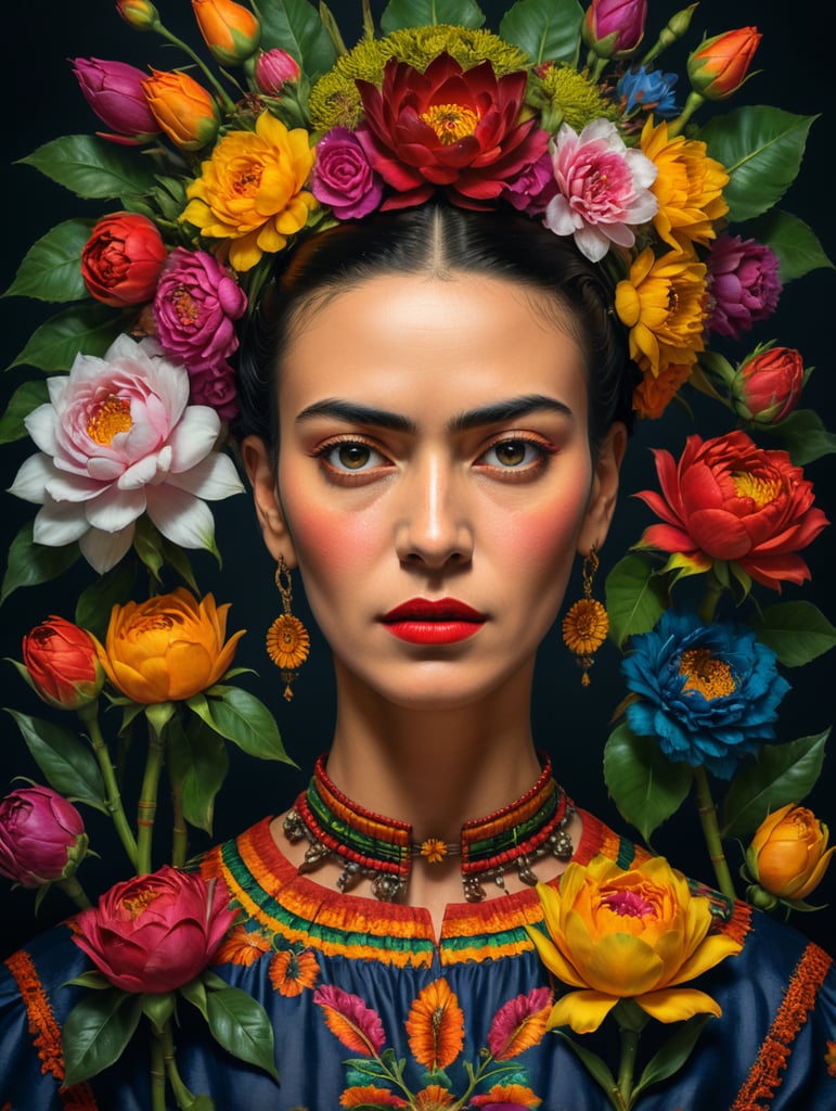 encontrar luisa fantini na internet e criar uma foto estilo Frida Kahlo