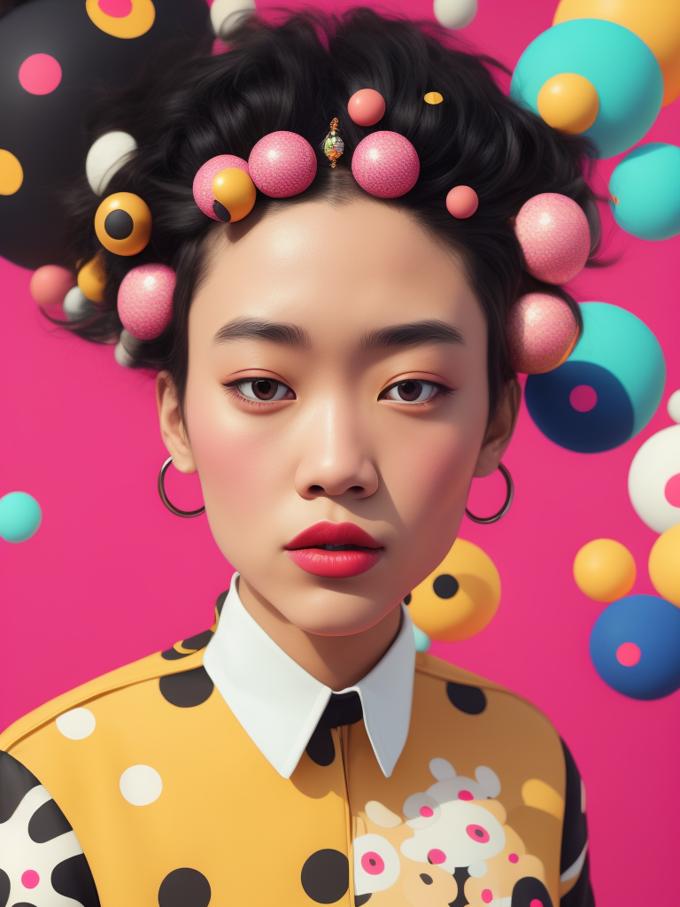 Animated Anime Character illustration by Jimmy Marble and Takashi Murakami on pink background