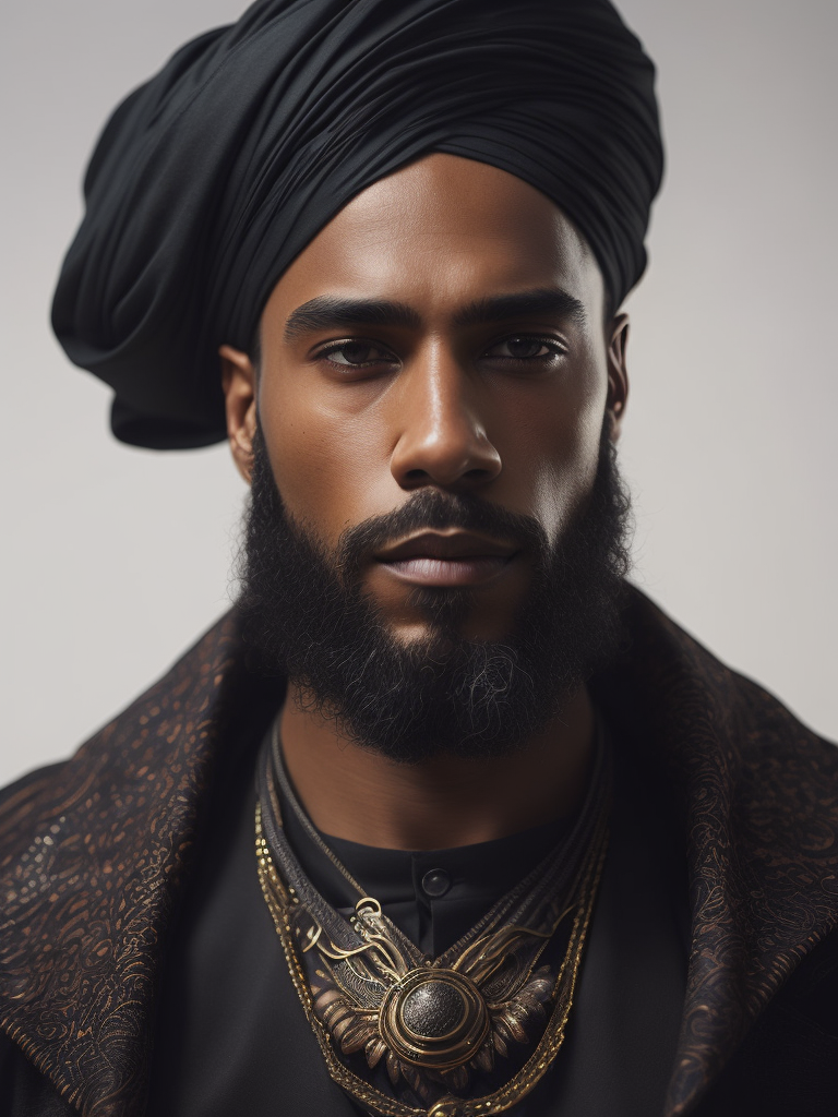 a man in a black dress and a turban