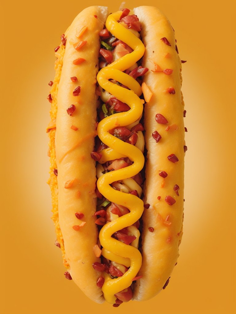 hot dog, warm colors, orange background