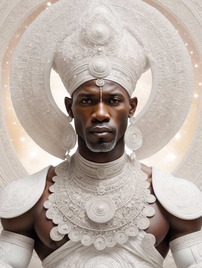 Obatala the african orisha wearing a detailed and intricate ade, cosmic god, astrophotography