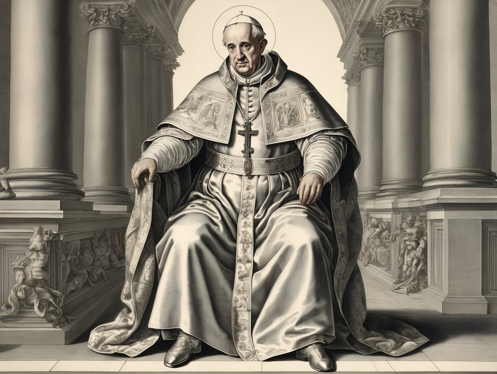 engraving by Hendrick Goltzius, the pope in full body