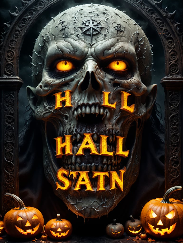 'HAIL SATAN' text effect Grotesque Halloween