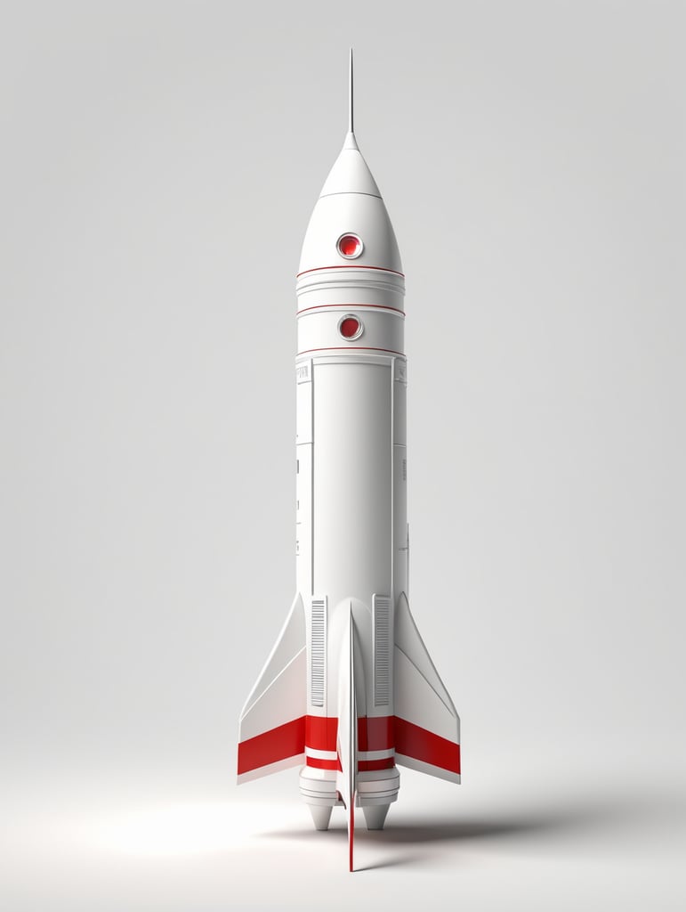 3d rocket render on white background, isolated