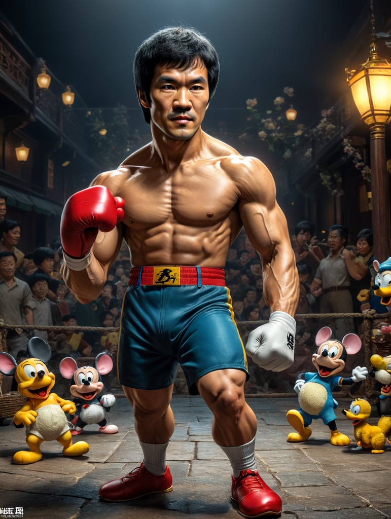 bruce lee as A cartoon character, such as Mickey Mouse, Bugs Bunny, or Homer Simpson.