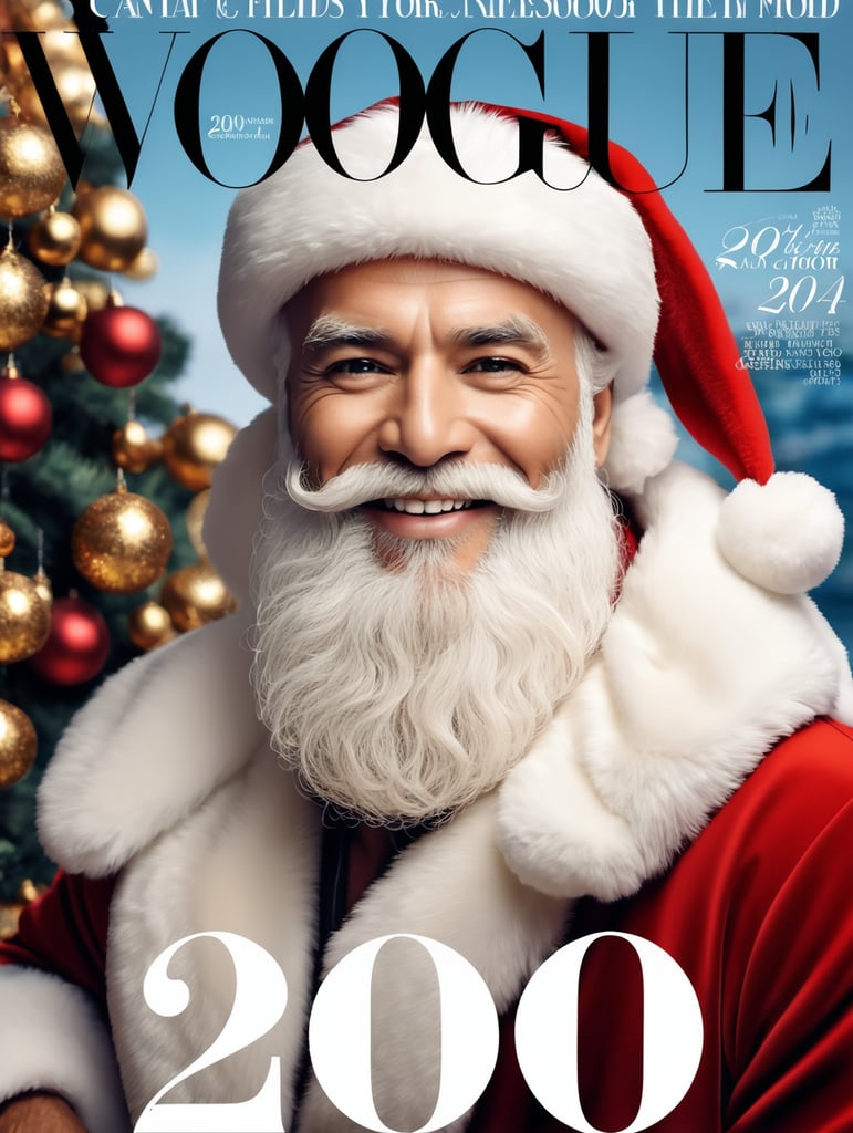 Happy New Year 2024, Holiday mood, Santa on the cover of Vogue
