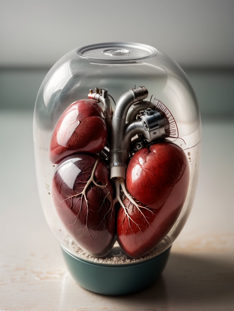 product shot of a heart inside a plastic capsule
