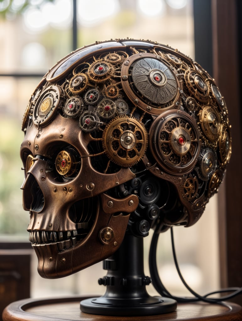 human brain made by a skilled craftsman in medieval steampunk style