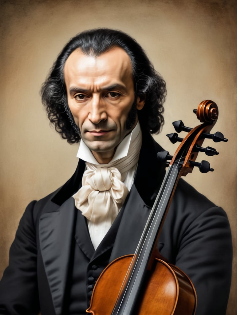 Portrait of Paganini - That is why Paganini is known as the devil's violinist.