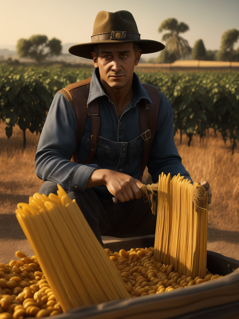 italian pasta harvests man hat western farm