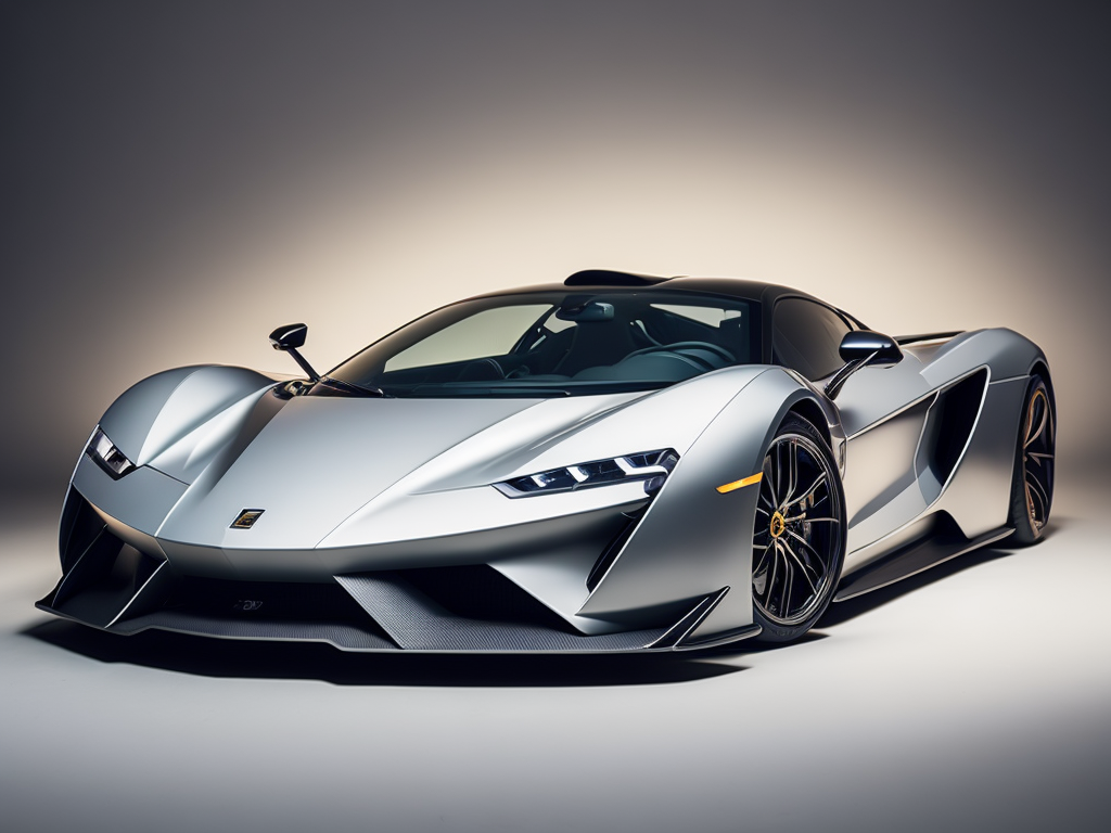 photorealistic electric supercar on a white background