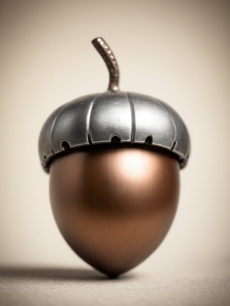 Premium Free ai Images | Metallic Acorn: Nature's Industrial Beauty