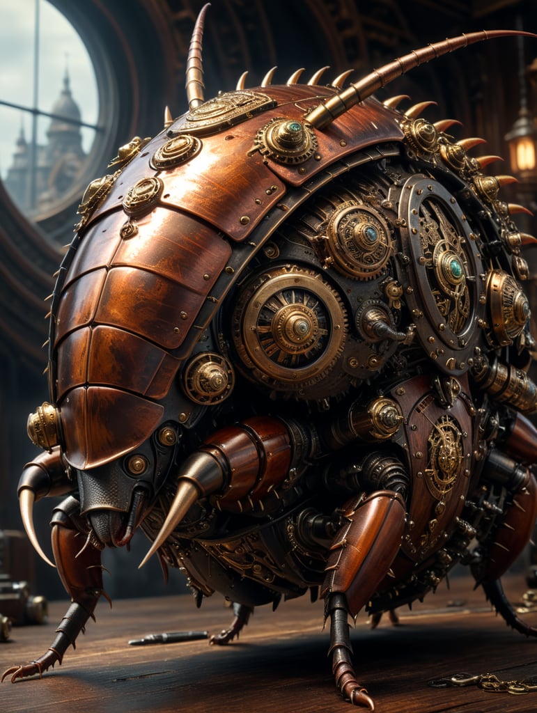 armed and armored cockroach steampunk style