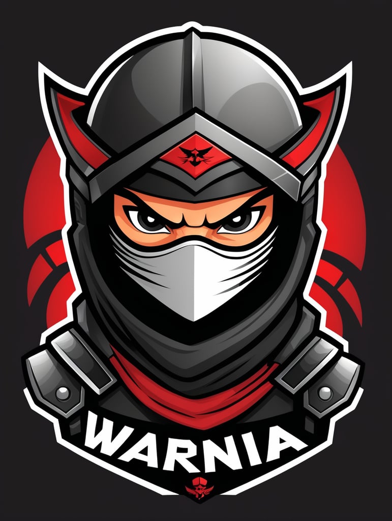 Ninja warrior mascot logo, black background, e-gaming, Gaming Logo, illustration, vector image