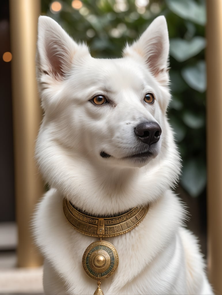 Egyptian goddess white Japanese Spitz like anubis