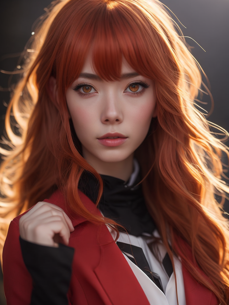 (best quality, masterpiece, colorful, dynamic angle), (asuka langley), upper body photo, fashion photography of cute red long hair girl, dressing evangelion red suit (high resolution textures), in dynamic pose, bokeh, (intricate details, hyperdetailed:1.15), sunlight passing through hair, monocromatic splash art background, high contrast, official art.