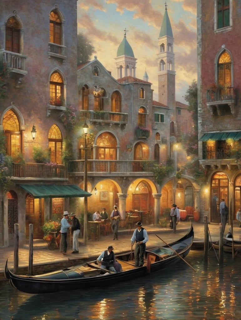 Venice folk art jigsaw Thomas kinkade style