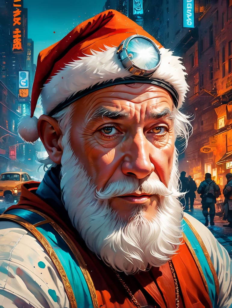 This artwork of the Santa Clause by George Wilson is an eye-catching poster-style drawing and illustration representing the iconic pulp style.