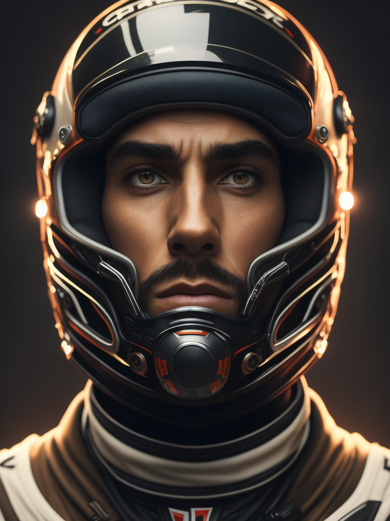 Formula 1 driver with helmet and costume