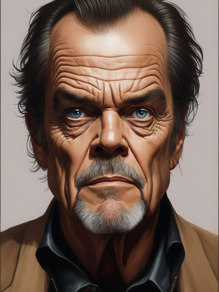 Jack Nicholson, Hero portrait, Illustration, Painting, Comic, Acrylic, Gouache, Ink, Cover, Art, UK, style of Glenn Fabry
