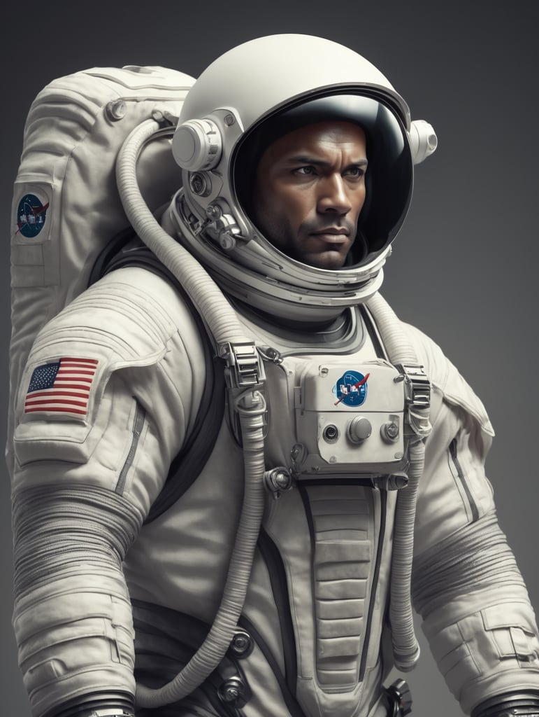 Muscular male astronaut