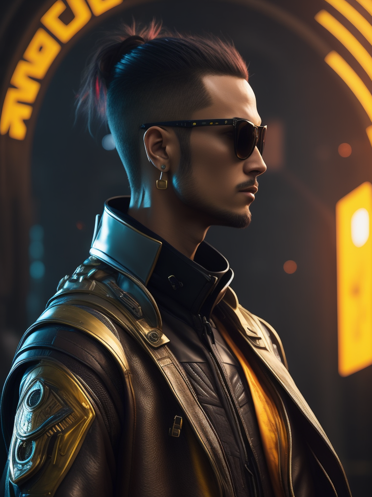 Cyberpunk techwear streetwear look and clothes, we can see them from feet to head, highly detailed and intricate, golden ratio, beautiful bright colors, hypermaximalist, futuristic, cyberpunk setting, luxury, elite, cinematic, techwear fashion, adidas