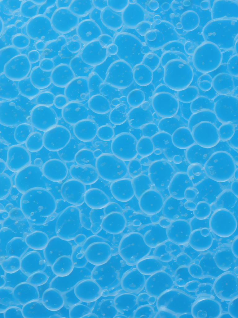 Texture of blue liquid with bubbles, pattern, background, top view, organic texture, seamless texture, rich colors, gradation of blue colors, macro photo, cluster of bubbles