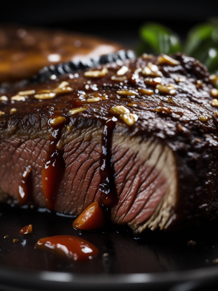 macro photography of a steak