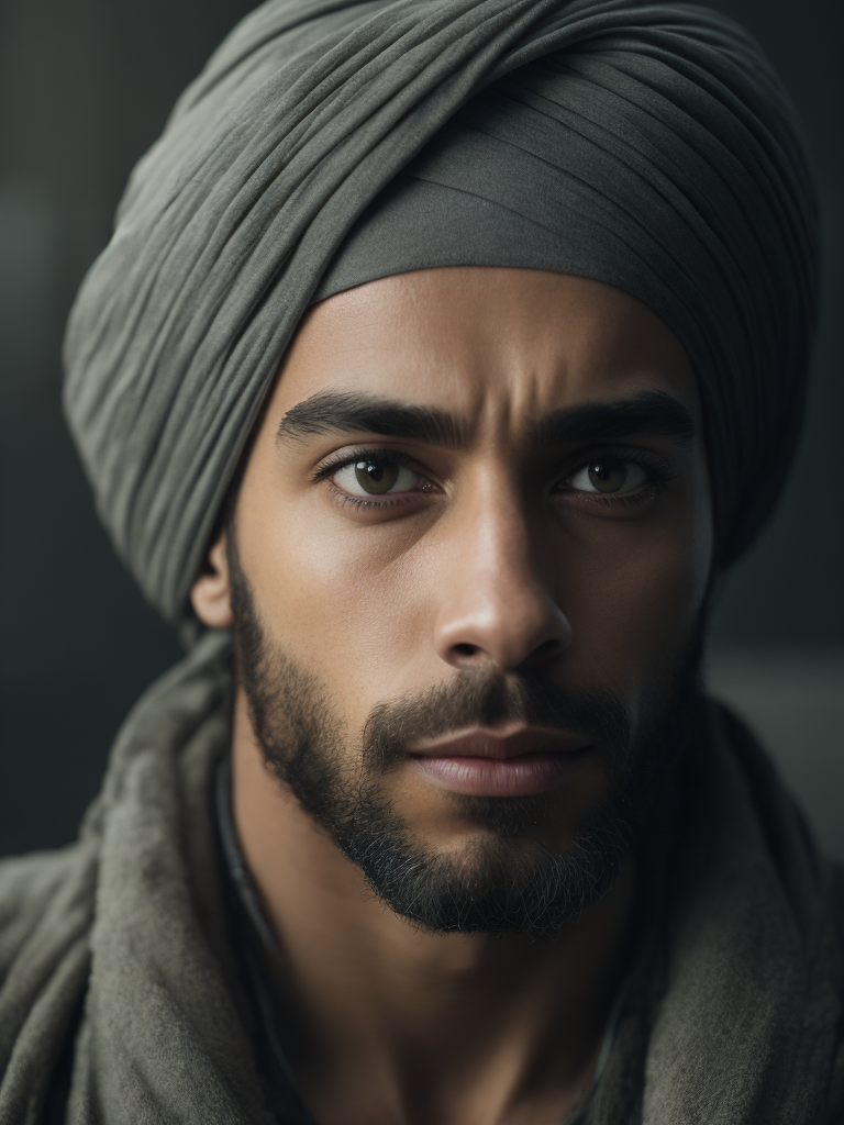 a man in a black dress and a turban