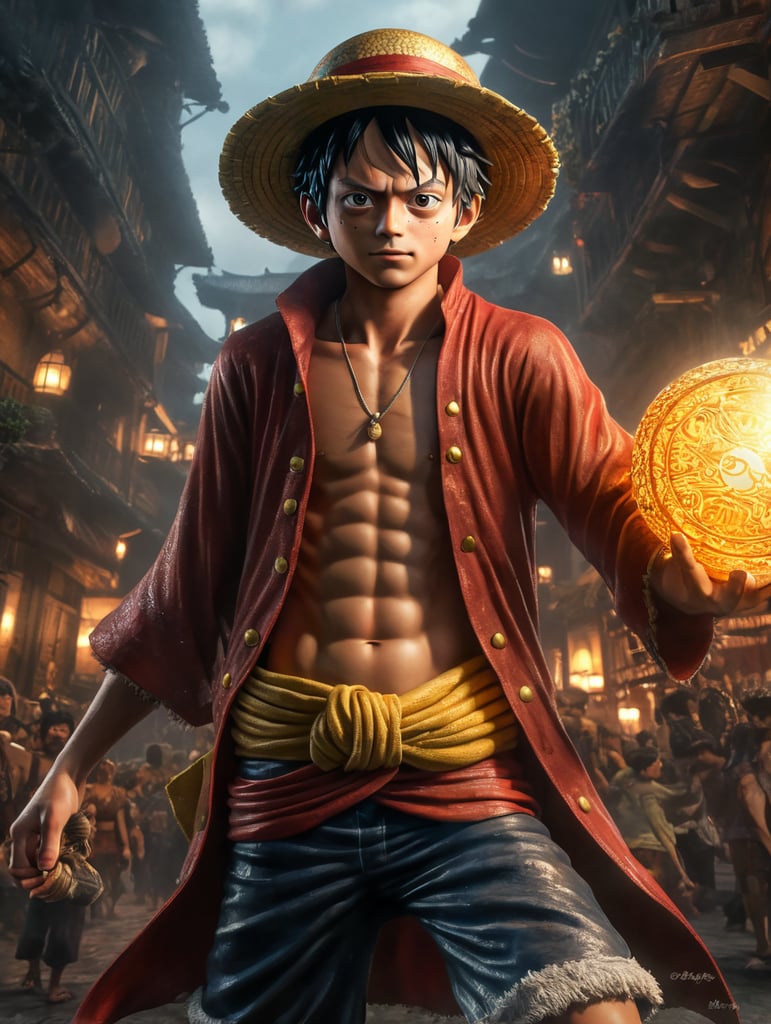 one piece luffy young with morning light