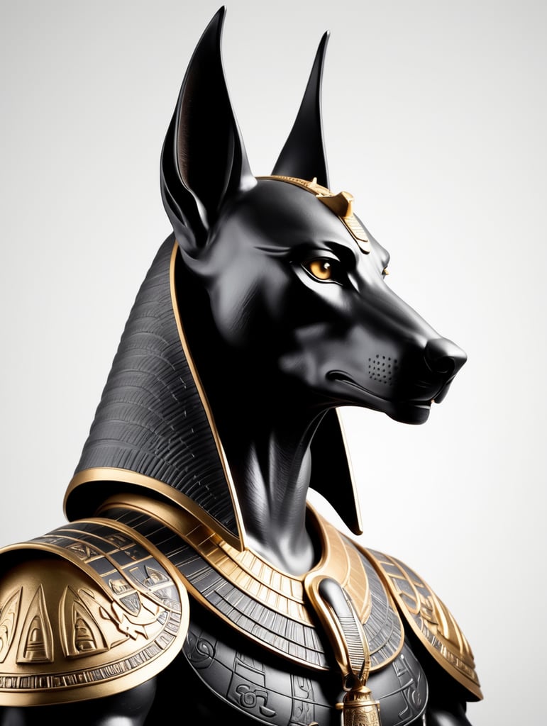 Egyptian god Anubis, dark style, sharp on details, black background