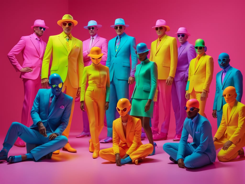 Scarabaeus sacer pattern, style in neon colors, by laurie simmons, minimal figures