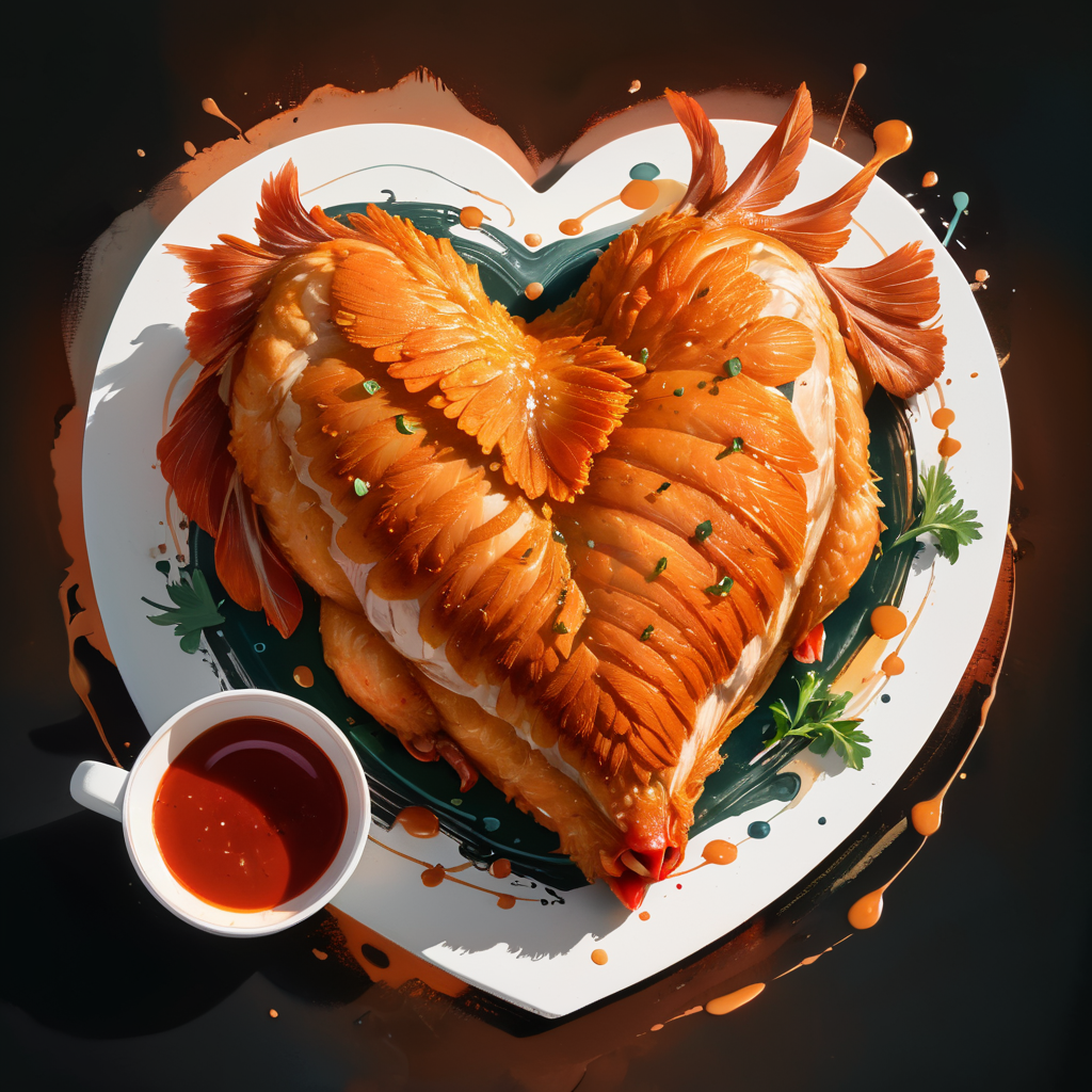 love-heart shaped chicken schnitzel