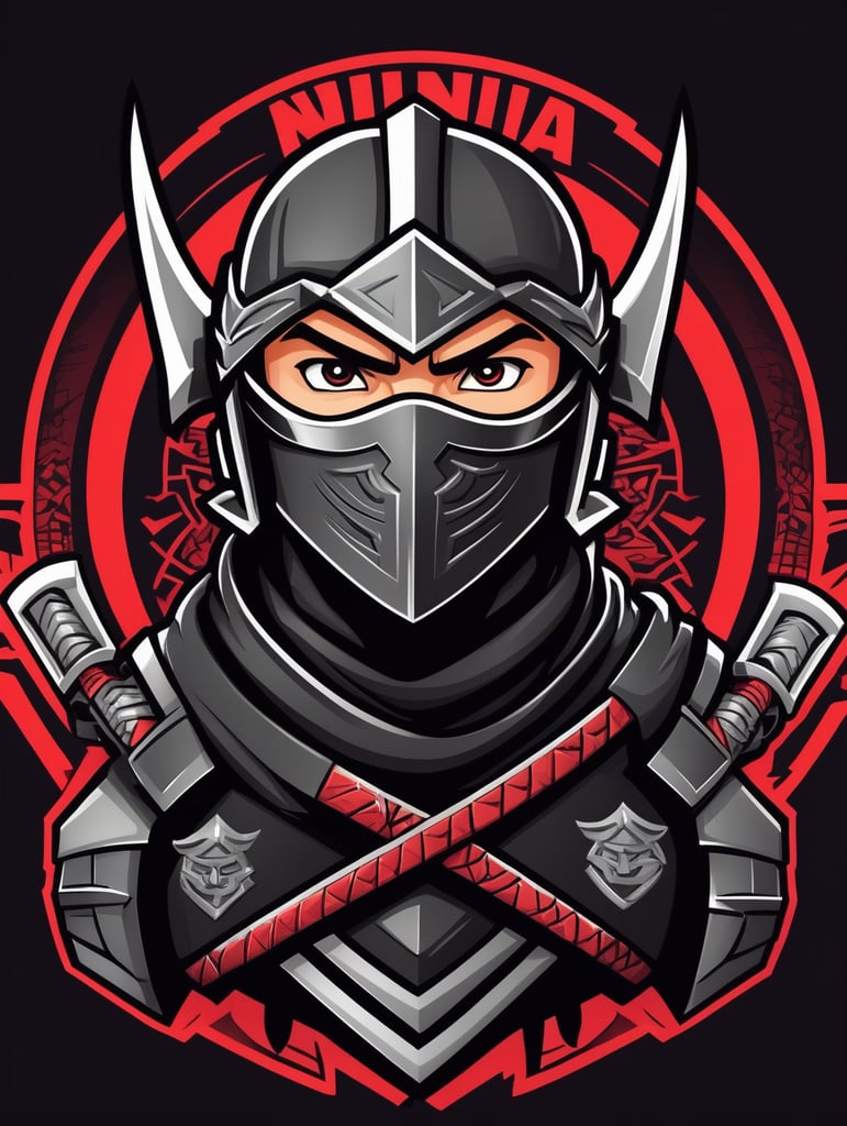 Ninja warrior mascot logo, black background, e-gaming, Gaming Logo, illustration, vector image