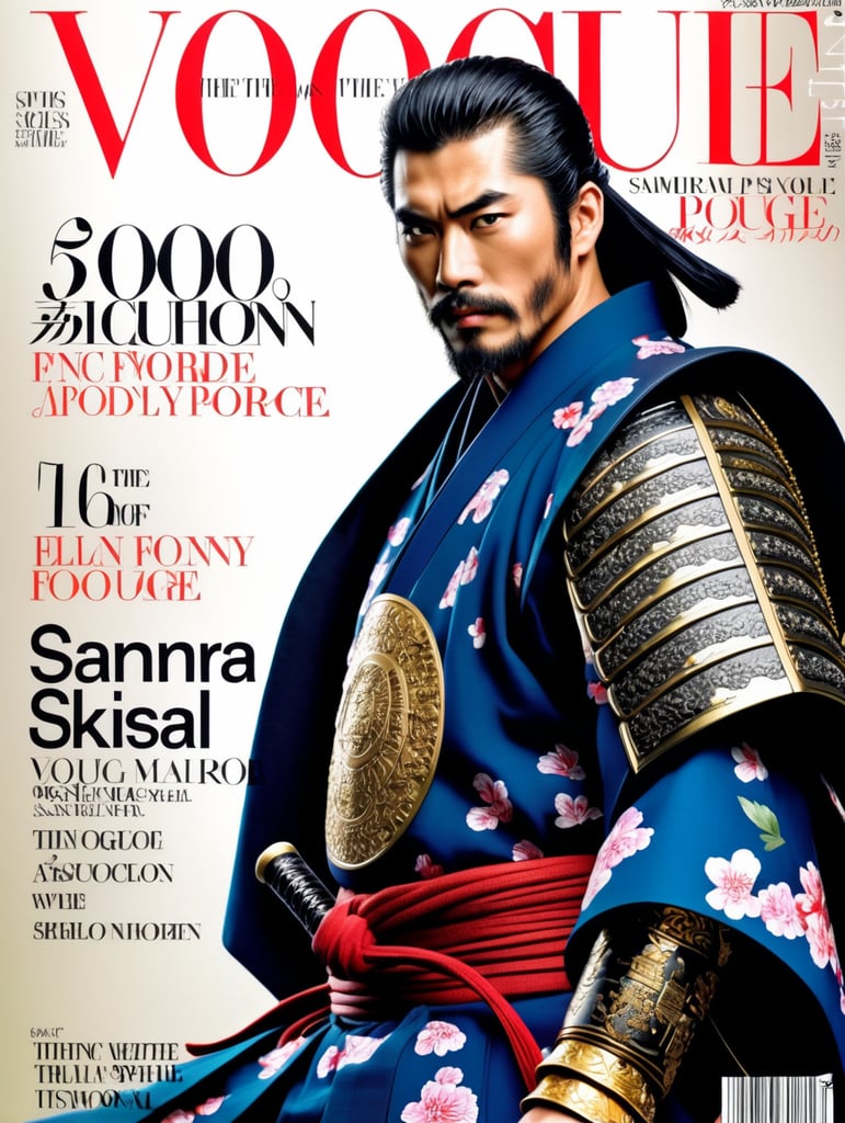 Premium Free ai Images | japanese samurai on the cover of vogue