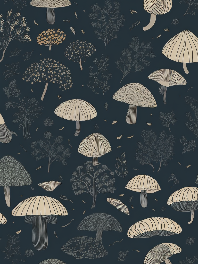 Traditional hand drawn cute funny mushroom with soft colors sets seamless pattern conceptual unique elegant shapes pattern