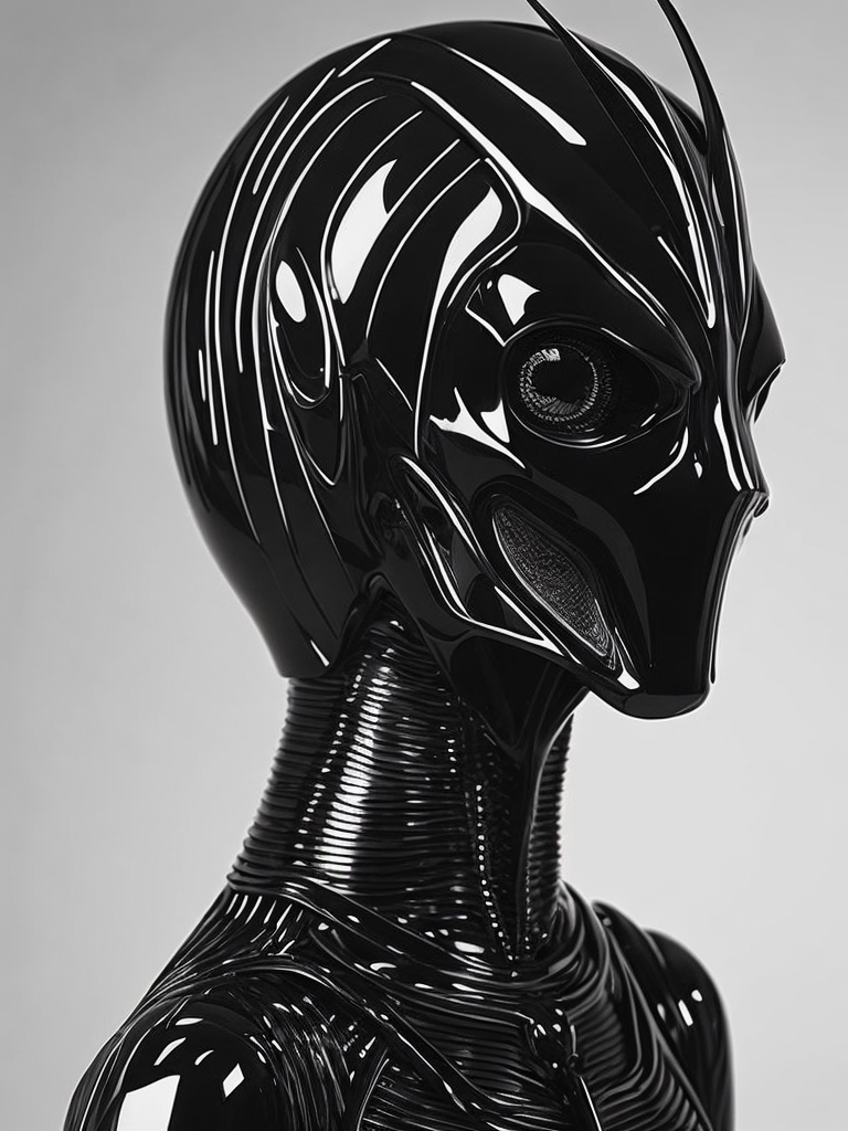 Abstract Hyperrealism Shiny Fluorescent Reflective Minimalism Creature, Giger, Moebius, Soulages