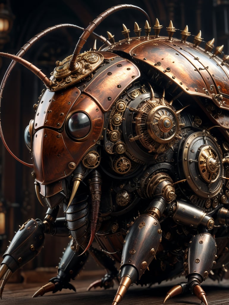 armed and armored cockroach steampunk style