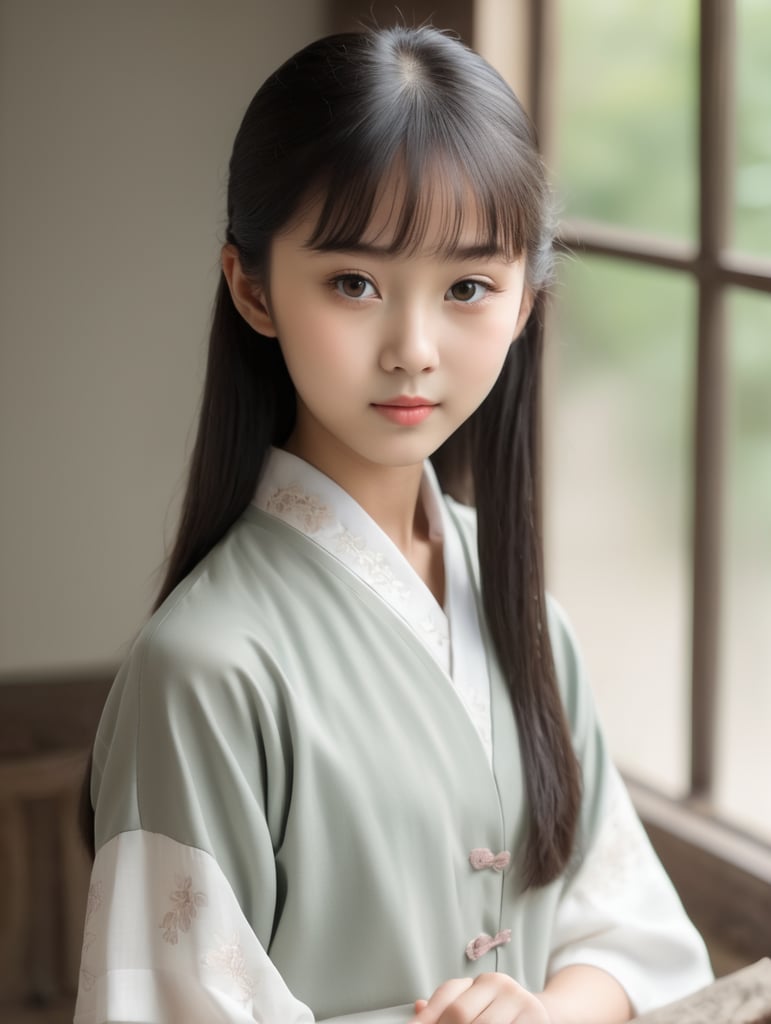 young oriental girl smart innocent