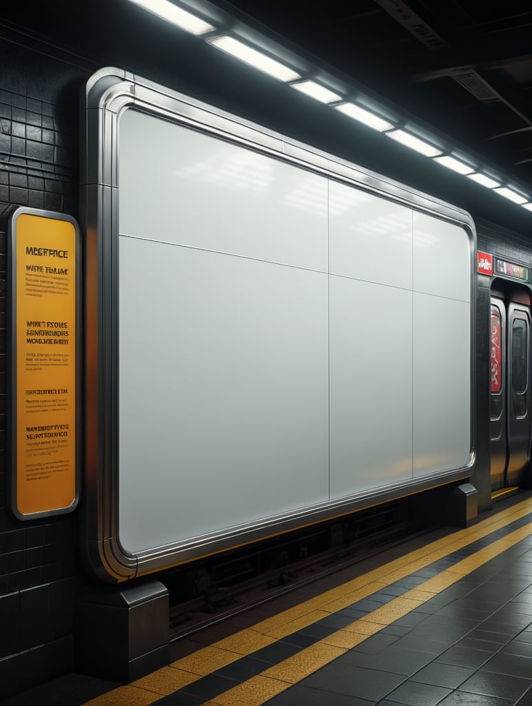 subway blank white billboard, mockup, mock up